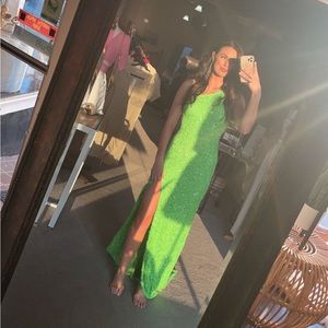 Green Sherri Hill Sequin Formal Dress